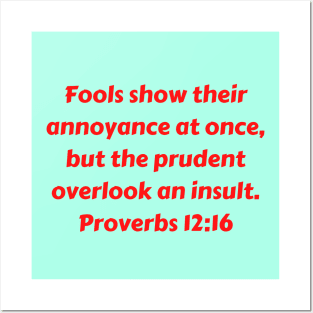 Bible Verse Proverbs 12:16 Posters and Art